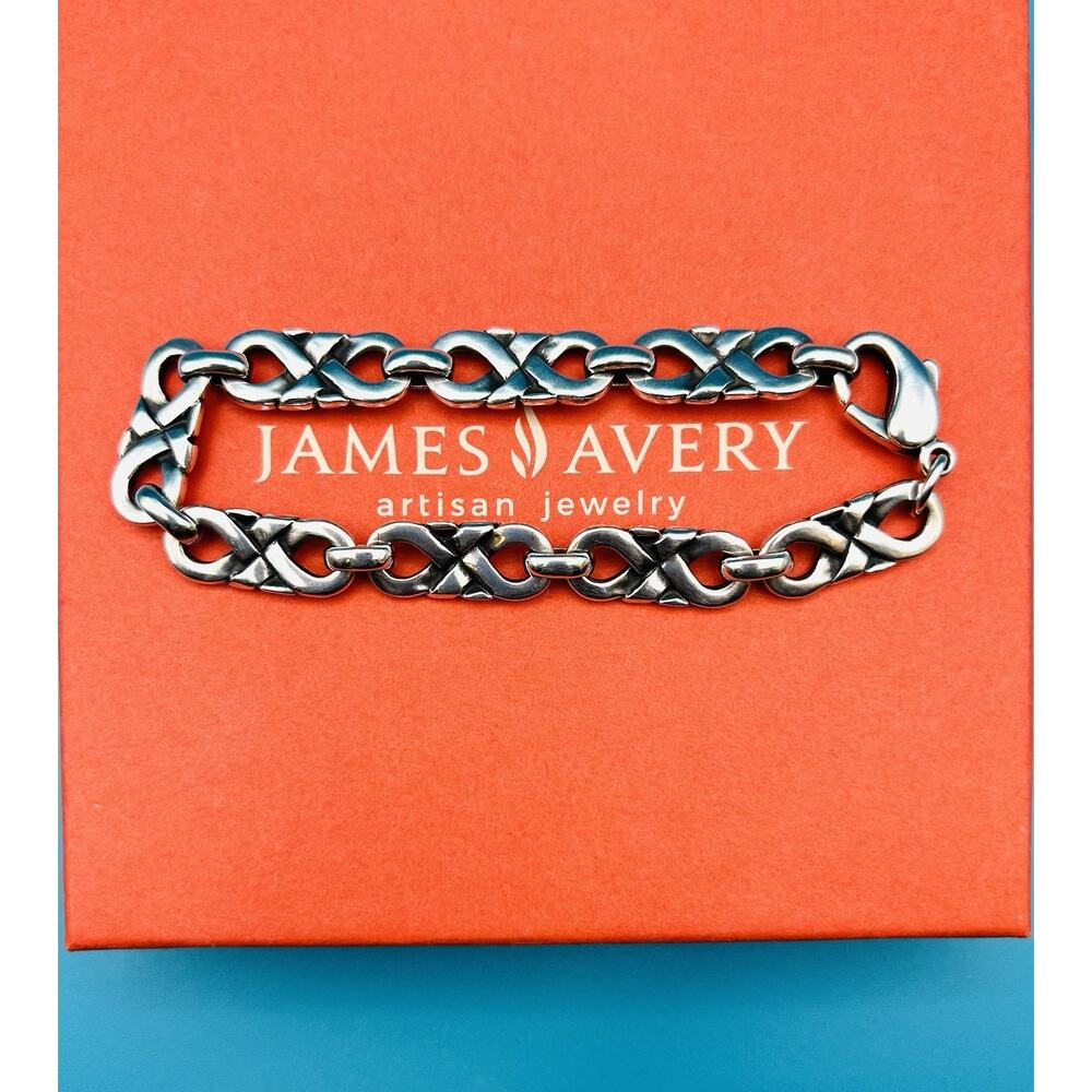 James Avery Retired 925 Sterling Silver Scrolled Infinity Link Bracelet 8" Inch - Picture 2 of 12